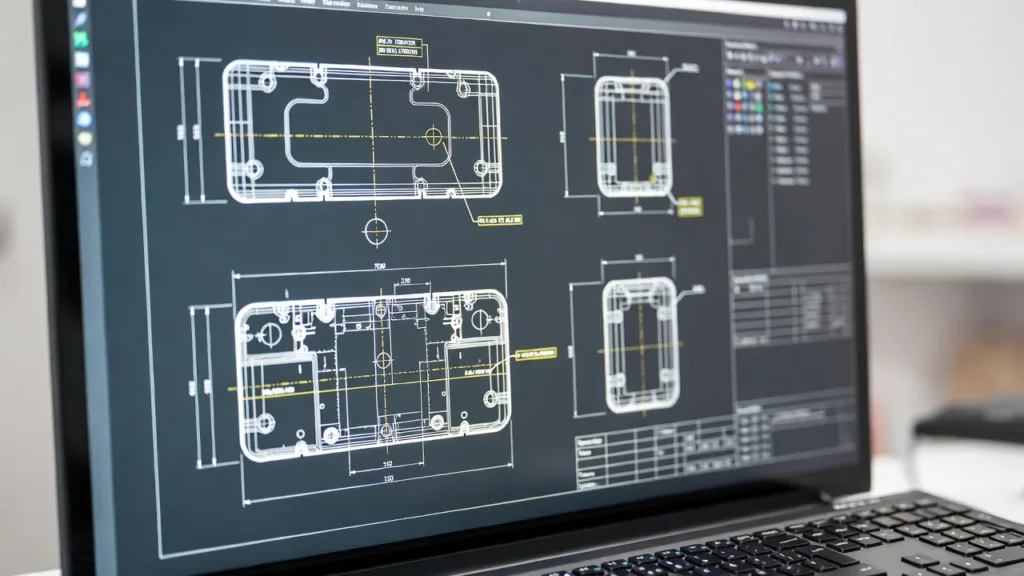 Computer screen showing a CAD design