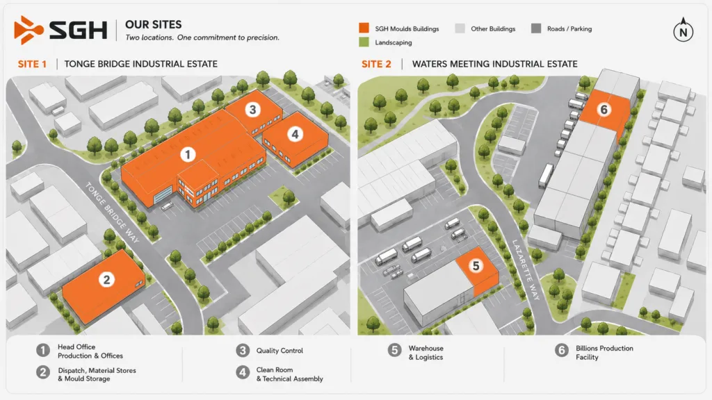SGH Site Map Our location overview maps of 5 buildings over two sites in Bolton, Greater Manchester